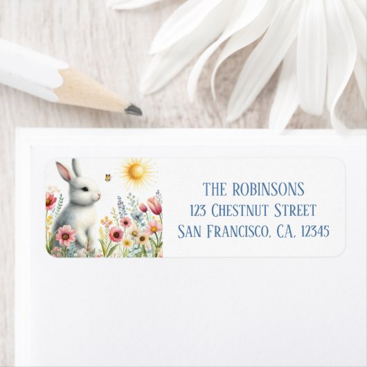 Spring Waterverf Rabbit Retouradres Etiket (Insitu)