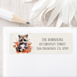 Spring Waterverf Raccoon - retouradres Etiket