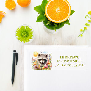 Spring Waterverf Raccoon retouradres Etiket