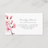 Spring Waterverf Roze Kersenbloesem Bloemen Visitekaartje (Achterkant)