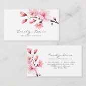 Spring Waterverf Roze Kersenbloesem Bloemen Visitekaartje (Voorkant / Achterkant)