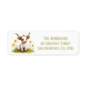 Spring Waterverf Texas Longhorn Kalf Etiket (Voorkant)