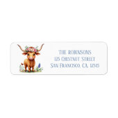 Spring Waterverf Texas Longhorn Kalf Etiket (Voorkant)