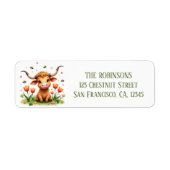 Spring Waterverf Texas Longhorn Kalf Etiket (Voorkant)
