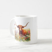 Spring Waterverf Texas Longhorn Koffiemok (Voorkant links)