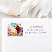 Spring Waterverf Texas Longhorn Retouradres Etiket (Insitu)