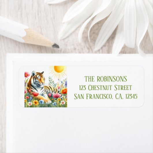 Spring Waterverf Tijger retouradres Etiket (Insitu)