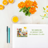 Spring Waterverf Tijger retouradres Etiket