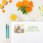 Spring Waterverf Tijger retouradres Etiket