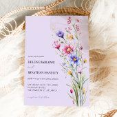 Spring Waterverf Wildflower Boho Elegant Huwelijk Kaart