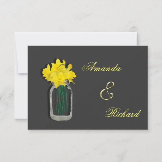 Spring Wedding Daffodils Mason Jar Invites Kaart (Voorkant)
