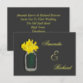 Spring Wedding Daffodils Mason Jar Invites Kaart (Voorkant / Achterkant)
