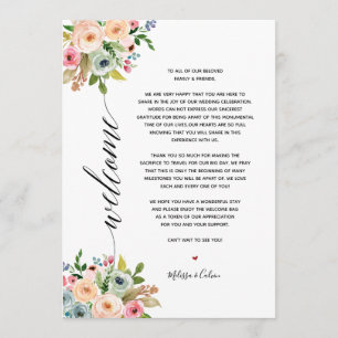 Spring Wedding Elegant Calligraphy Itinerary card Programmakaart