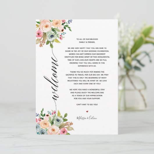 Spring Wedding Elegant Calligraphy Itinerary card Programmakaart (Staand voorkant)