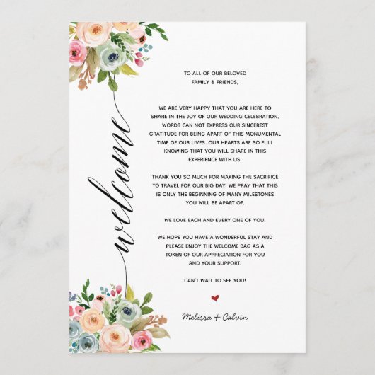 Spring Wedding Elegant Calligraphy Itinerary Card Programmakaart (Achterkant)