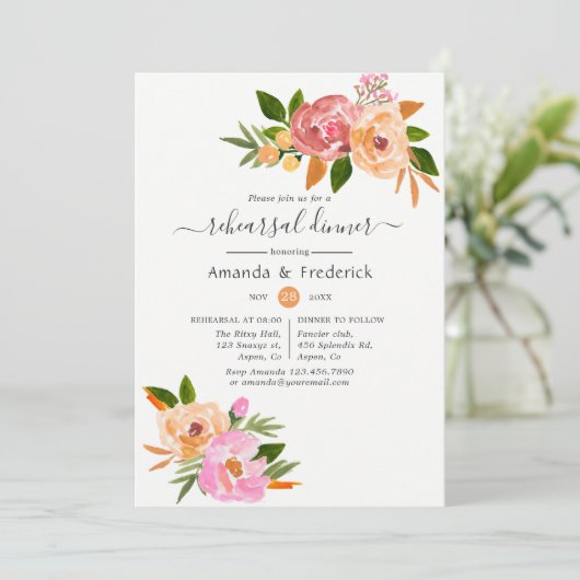 Spring Wedding Floral Rehearsal Kaart (Staand voorkant)