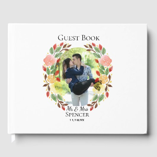 Spring Wedding Floral Wreatfoto Gastenboek (Voorkant)
