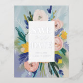 Spring Wedding Flower Bouquet Save the Date Folie Uitnodiging Briefkaart (Voorkant)