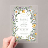 Spring Wedding Kleurrijke Wildflower Bloemen Trend Acryl Uitnodigingen (Insitu (Draagbaar))