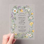 Spring Wedding Kleurrijke Wildflower Bloemen Trend Acryl Uitnodigingen (Insitu (Draagbaar))