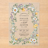 Spring Wedding Kleurrijke Wildflower Bloemen Trend Acryl Uitnodigingen (Voorkant)