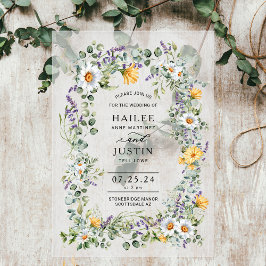 Spring Wedding Kleurrijke Wildflower Bloemen Trend Acryl Uitnodigingen
