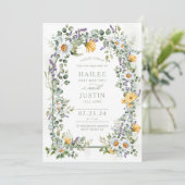 Spring Wedding Kleurrijke Wildflower Bloemen Trend Kaart (Staand voorkant)