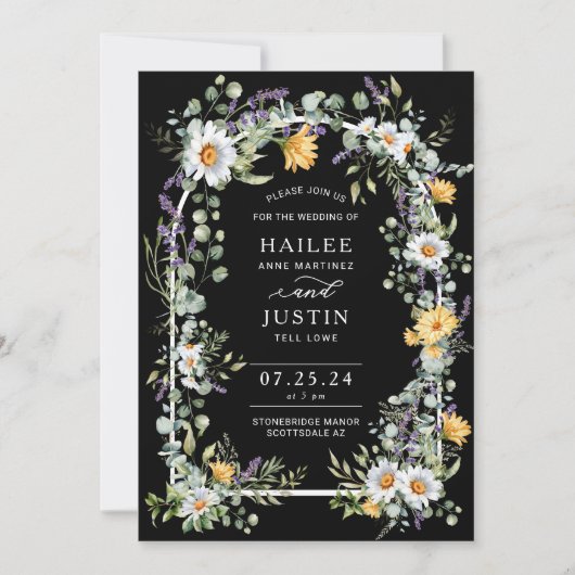 Spring Wedding Kleurrijke Wildflower Bloemen Trend Kaart (Voorkant)