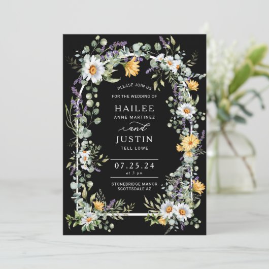 Spring Wedding Kleurrijke Wildflower Bloemen Trend Kaart (Staand voorkant)