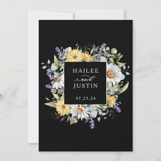 Spring Wedding Kleurrijke Wildflower Bloemen Trend Kaart (Achterkant)