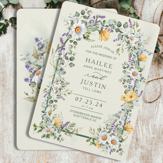 Spring Wedding Kleurrijke Wildflower Bloemen Trend Kaart