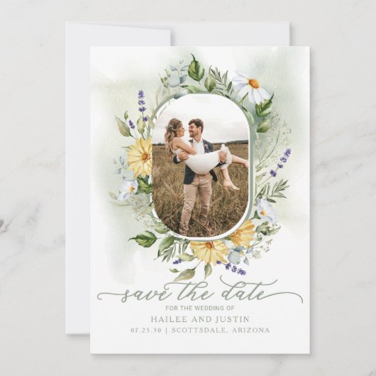 Spring Wedding Kleurrijke Wildflower Bloemen Trend Save The Date (Voorkant)