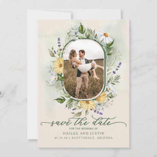 Spring Wedding Kleurrijke Wildflower Bloemen Trend Save The Date (Voorkant)