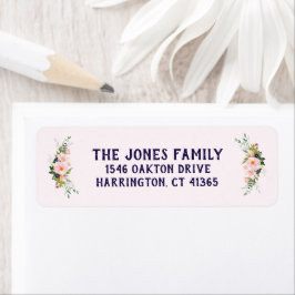 Spring Wedding Return Address Labels roze marine