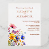 Spring Wedding Roos Gold Folie Uitnodiging Briefkaart (Voorkant)