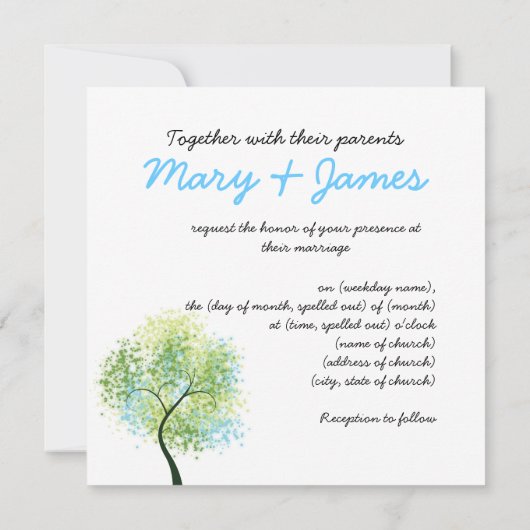 Spring Wedding Swirly Tree "Save the Date" Kaart (Achterkant)
