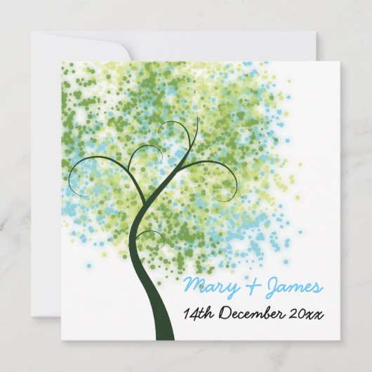 Spring Wedding Swirly Tree "Save the Date" Kaart (Voorkant)