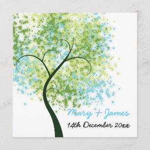 Spring Wedding Swirly Tree "Save the Date" Kaart