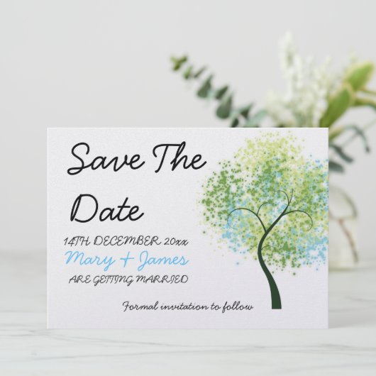 Spring Wedding Swirly Tree "Save the Date" Save The Date (Staand voorkant)