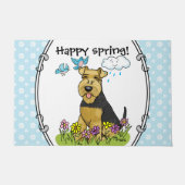 Spring Welsh Terrier Dog met Flowers - Cute Deurmat (Voorkant)