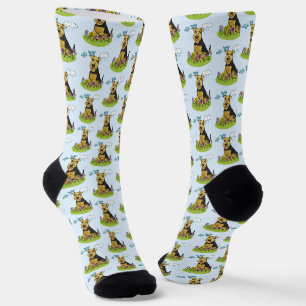 Spring Welsh Terrier Dog met Flowers - Cute Sokken