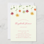 Spring Whimsical Wildflower Hot Pink Girl Birthday Kaart (Voorkant)