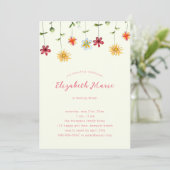 Spring Whimsical Wildflower Hot Pink Girl Birthday Kaart (Staand voorkant)