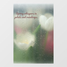 Spring Whispers in bloemblaadjes en regendruppels Raamsticker
