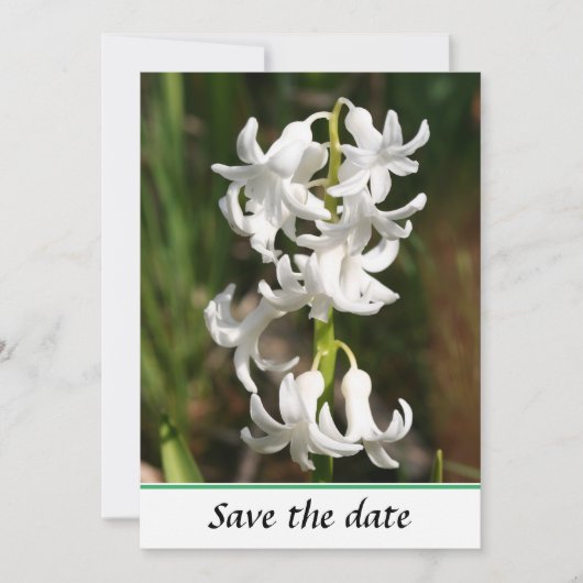 Spring White Bell Flora Flat Save The Date Kaart (Voorkant)