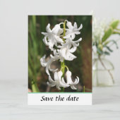 Spring White Bell Flora Flat Save The Date Kaart (Staand voorkant)