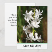 Spring White Bell Flora Flat Save The Date Kaart (Voorkant / Achterkant)