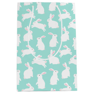 Spring White Bunnies Patroon Medium Cadeauzakje