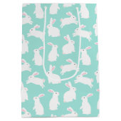 Spring White Bunnies Patroon Medium Cadeauzakje (Achterkant)