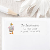 Spring White Duck met Floral Wreath Etiket (Insitu)